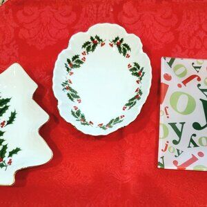 Lot of 3 Holiday Christmas Candy Serving Dishes ~ Japan
